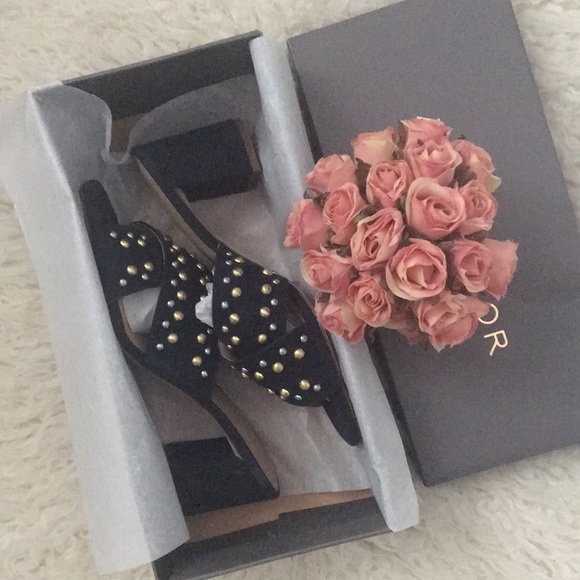 NIB • ANN TAYLOR Mariah Suede Open Toe Stud Mule - Picture 2 of 13